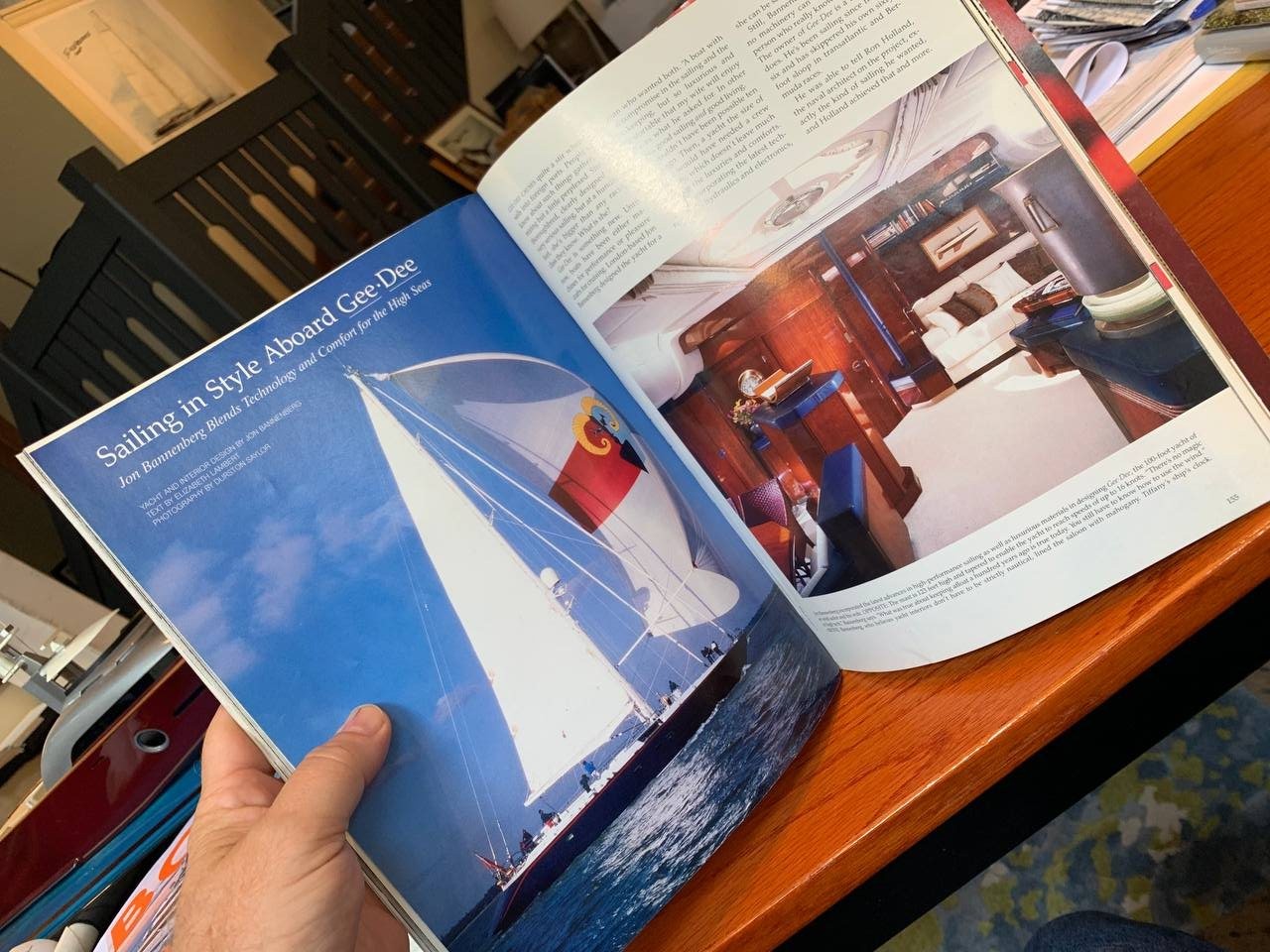 Architectural Digest spread on the sailing yacht Gee-Dee